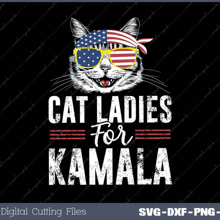 Cat Ladies for Kamala Funny Cat 2024 President Kamala-Harris