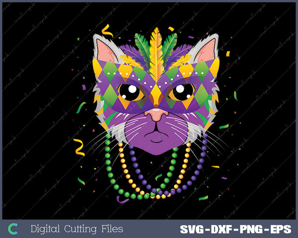 Cat Mardi Gras SVG PNG Cutting Printable Files