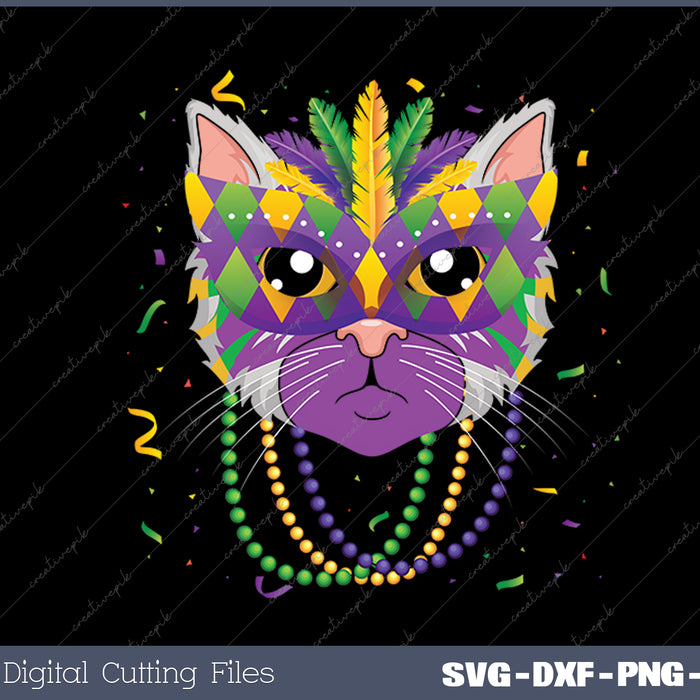 Cat Mardi Gras SVG PNG Cutting Printable Files