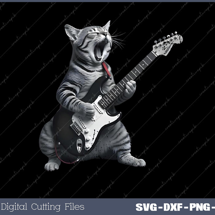 Cat Playing Guitar Rock Star Rock and Roll For Men Women Kids