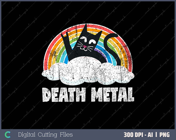 Cat Rainbow Heavy Metal Band Kids Goth Funny Death Metal SVG PNG Printable Files