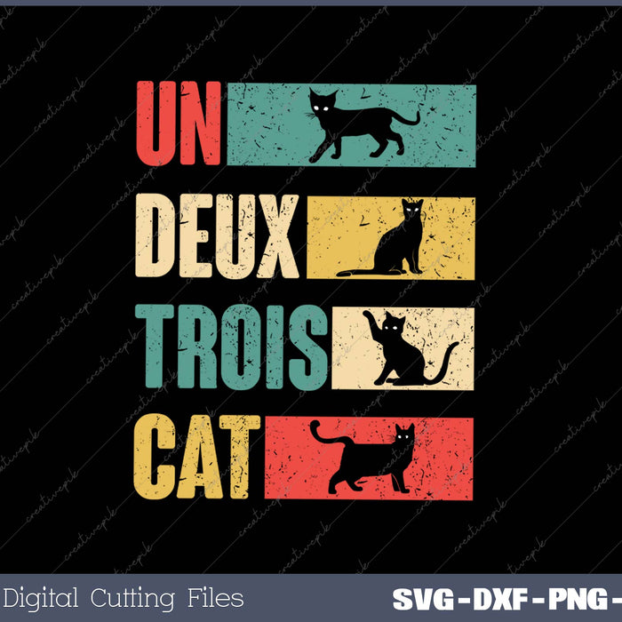 Cat Un Deux Trois Cat Vintage Cat Lover Gifts 