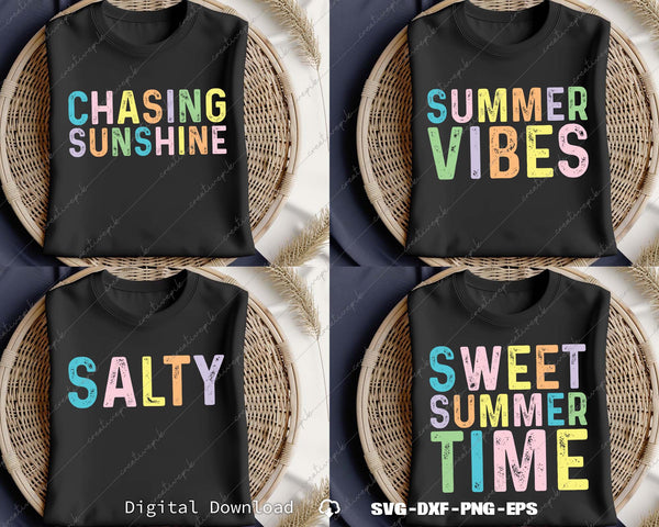 Chasing Sunshine, Salty, Summer Vibes, Sweet Summer Time SVG Bundle Files