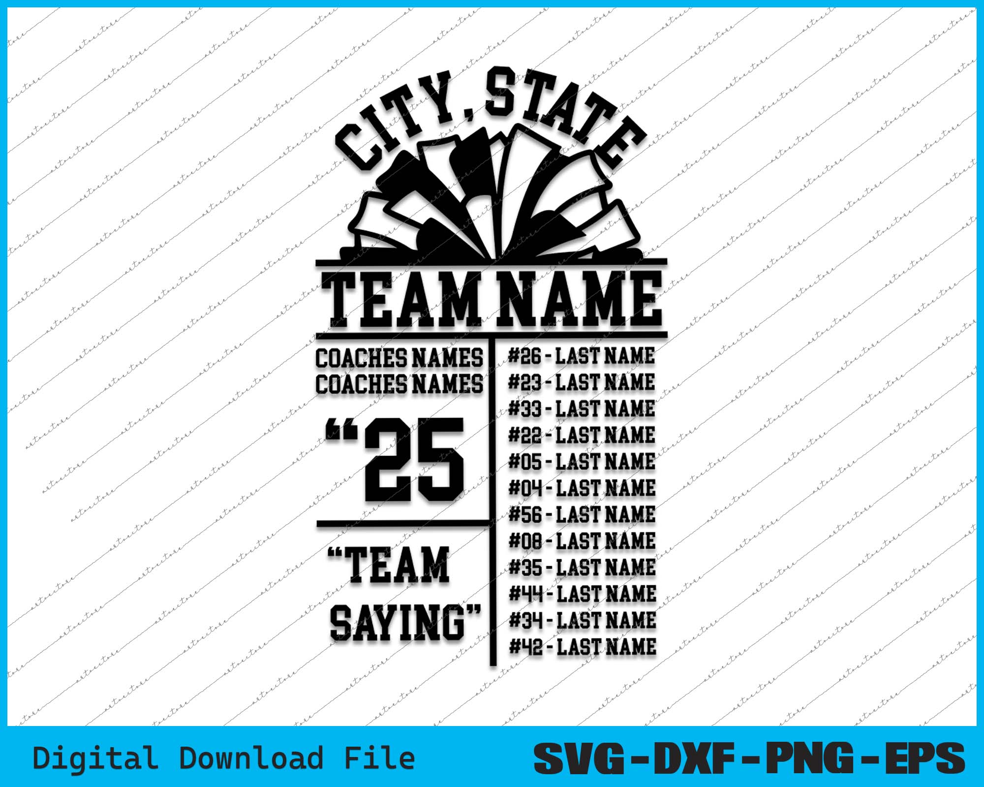 Cheer Team Roster Template SVG PNG Cutting Printable Files – creativepik