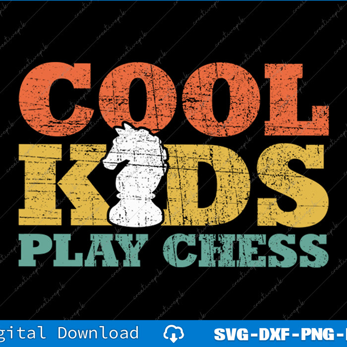 Chess Cool Kids Play Chess SVG PNG Cutting Printable File