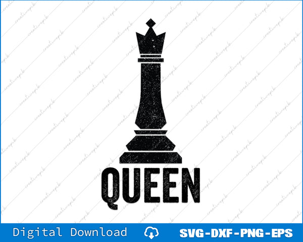 Chess Girl Queen Vintage Chess Player SVG PNG Cutting Printable File