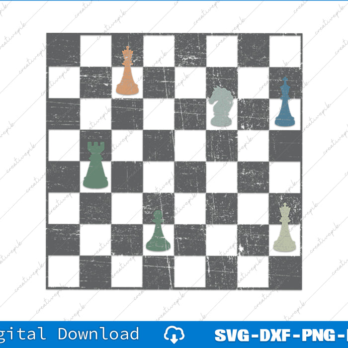Chess Grandmaster Checkerboard Chess Board Checkmate SVG PNG Cutting File