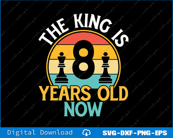 Chess Lover 8th Birthday Chess 8 Years Old Boy Birthday SVG PNG Printable File
