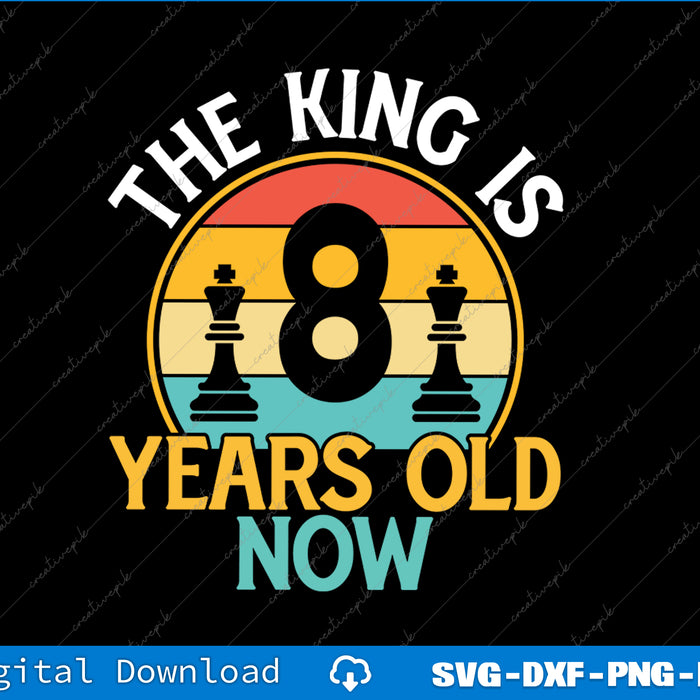 Chess Lover 8th Birthday Chess 8 Years Old Boy Birthday SVG PNG Printable File
