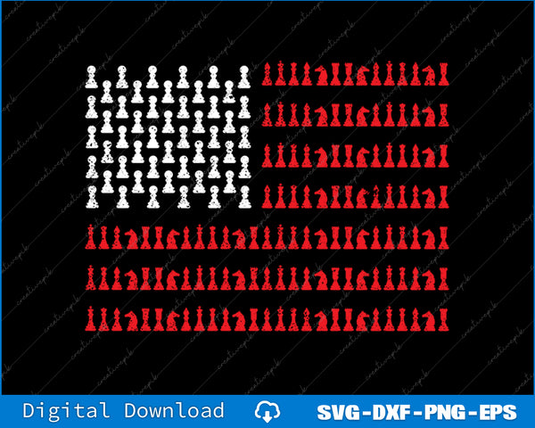 Chess Piece USA Flag Chess Player Gift Chess SVG PNG Printable File