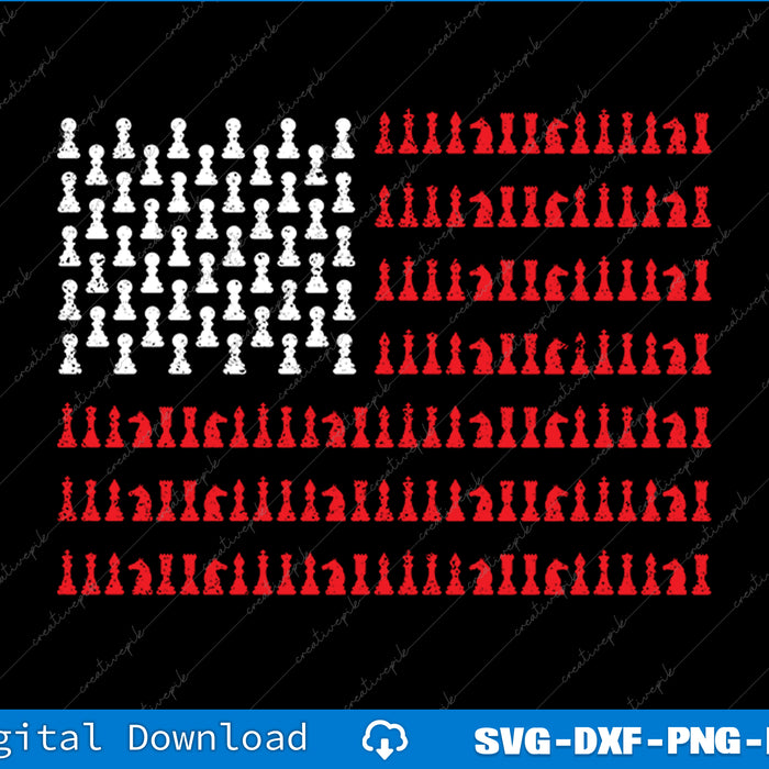Chess Piece USA Flag Chess Player Gift Chess SVG PNG Printable File