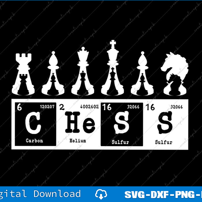 Chess Sets Periodic Table Elements Gift For Kids Men SVG PNG File