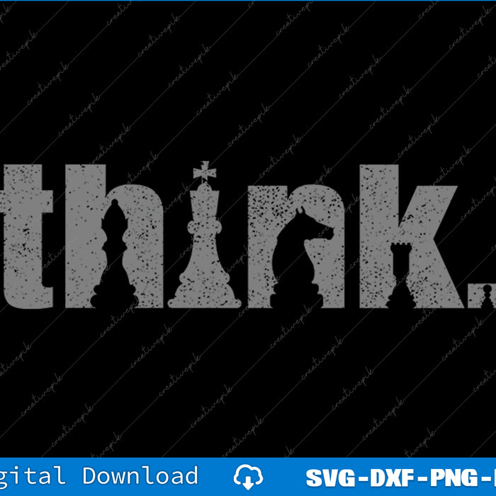 Chess Think Vintage Chess Master Club Chess Player SVG PNG Cutting File