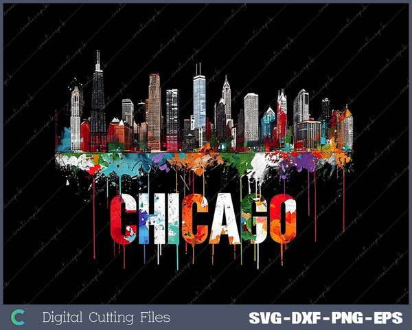 Chicago City Downtown Skyline SVG PNG Cutting Printable Files