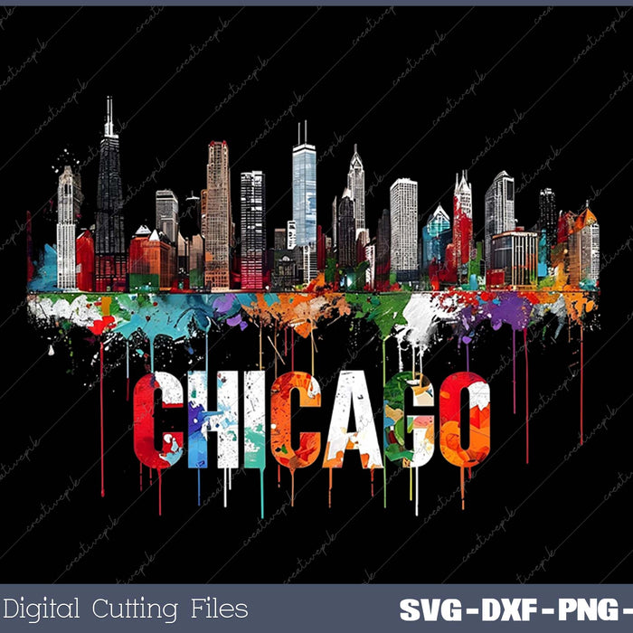 Chicago City Downtown Skyline SVG PNG Cutting Printable Files