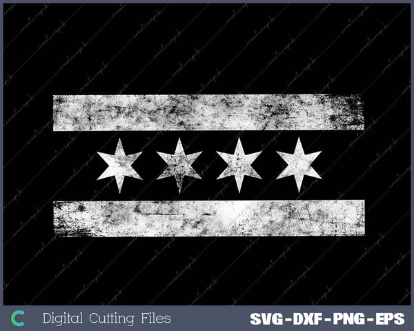 Chicago Flag Vintage Souvenir Gift Faded Retro Style SVG PNG Cutting Printable Files