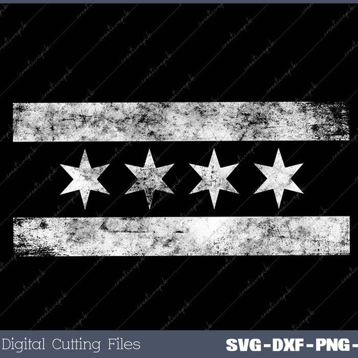 Chicago Flag Vintage Souvenir Gift Faded Retro Style SVG PNG Cutting Printable Files