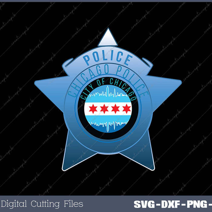 Chicago Police CPD Chicago Flag and Police Badge SVG PNG Cutting Printable Files