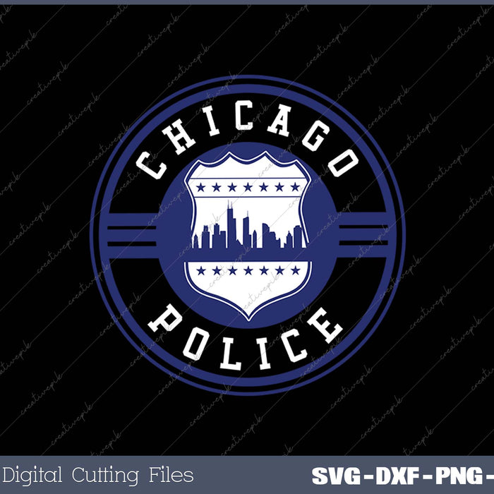 Chicago Police CPD Police Badge Illinois Policeman SVG PNG Cutting Printable Files