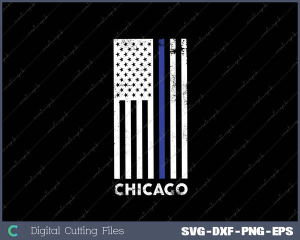 Chicago Police Dept Blue Line Flag CPD SVG PNG Cutting Printable Files