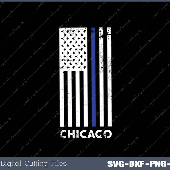 Chicago Police Dept Blue Line Flag CPD SVG PNG Cutting Printable Files