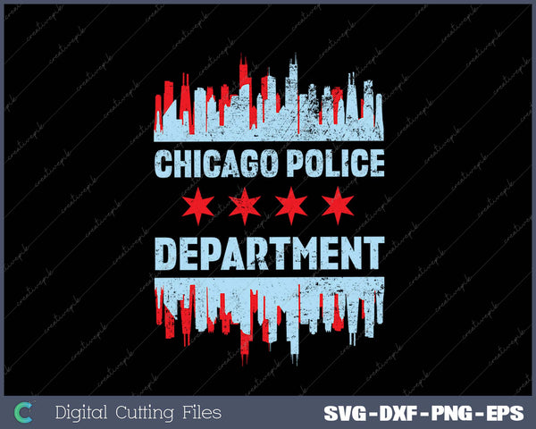 Chicago Police Officer Chicago Flag Skyline SVG PNG Cutting Printable Files