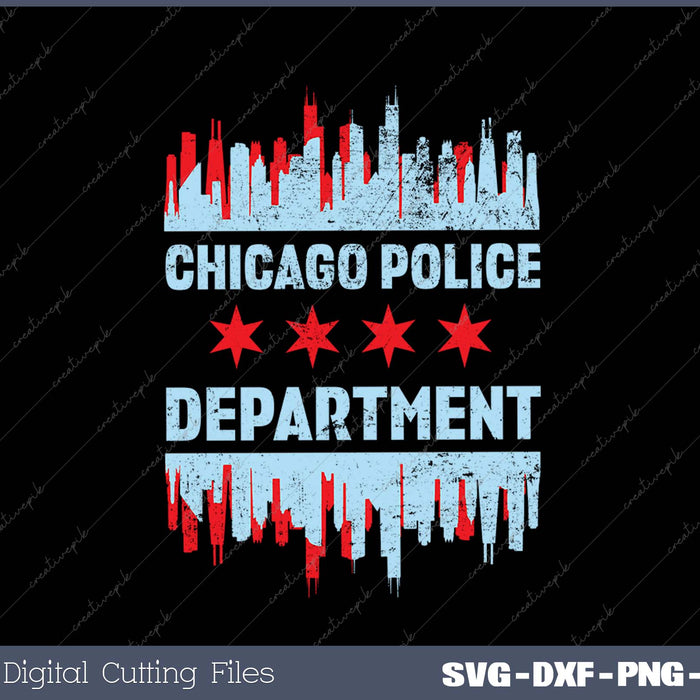 Chicago Police Officer Chicago Flag Skyline SVG PNG Cutting Printable Files