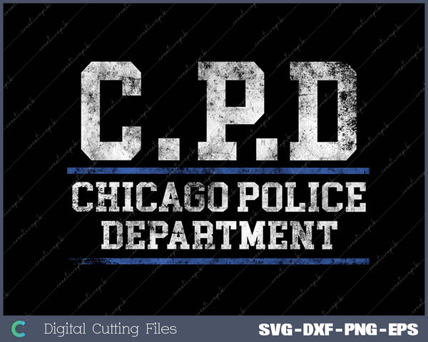 Chicago Police Officer Thin Blue Line SVG PNG Cutting Printable Files