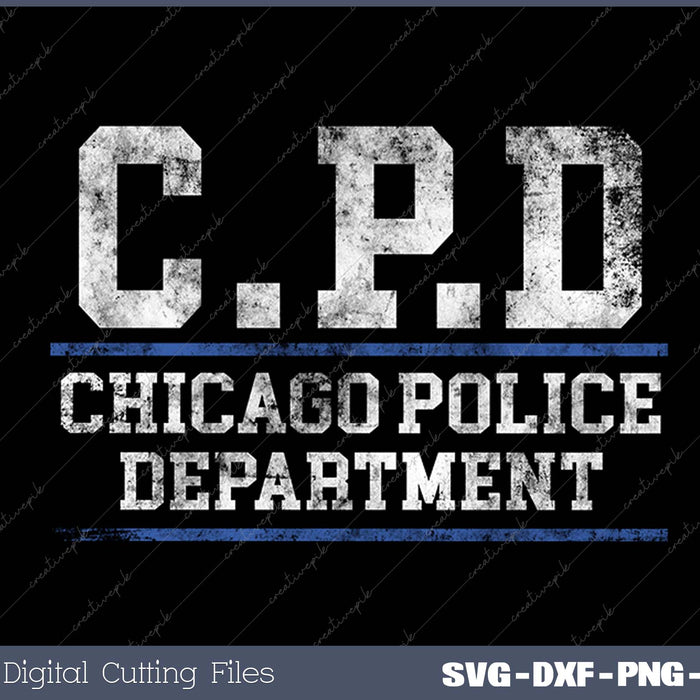 Chicago Police Officer Thin Blue Line SVG PNG Cutting Printable Files