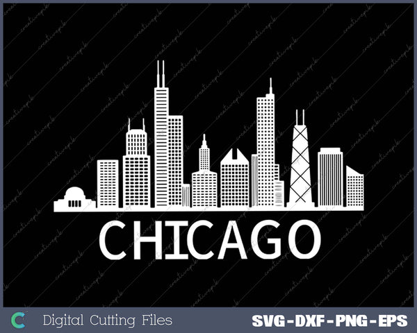 Chicago Skyline Throwback Design Classic SVG PNG Cutting Printable Files