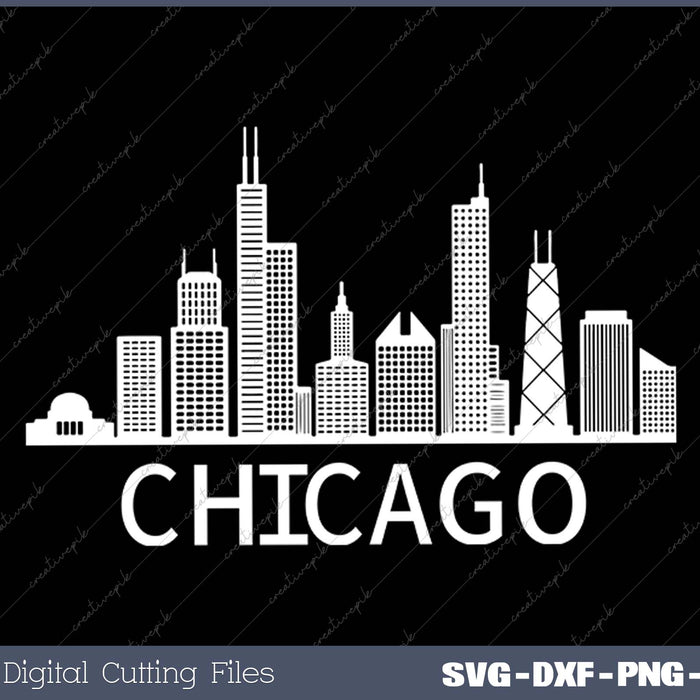 Chicago Skyline Throwback Design Classic SVG PNG Cutting Printable Files