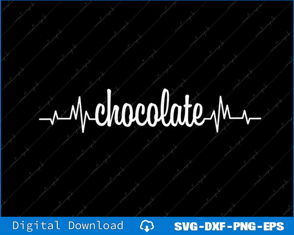 White 'chocolate' text with heartbeat line on a black background