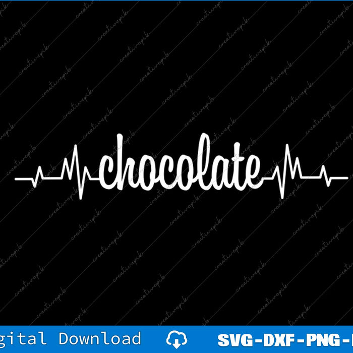White 'chocolate' text with heartbeat line on a black background