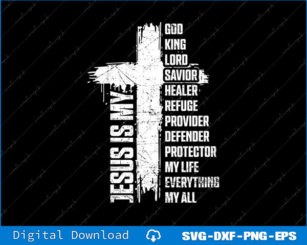 White cross with text on a black background
