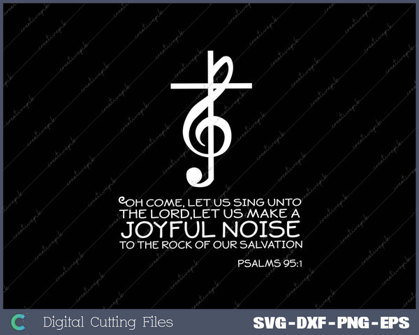 Christian Music Cross Tee Treble Clef Musical Gift SVG PNG Cutting Printable Files