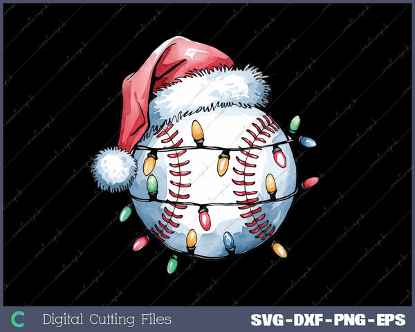 Christmas Baseball Xmas Santa Hat Ball SVG PNG Cutting Printable Files