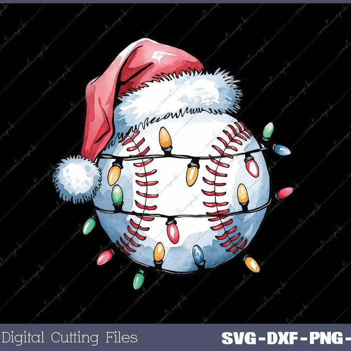 Christmas Baseball Xmas Santa Hat Ball SVG PNG Cutting Printable Files