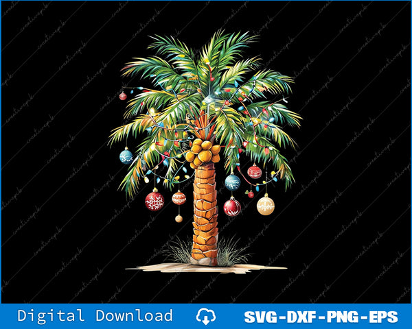 Christmas Palm Tree Light Hawaiian Tropical Xmas Png Printable File