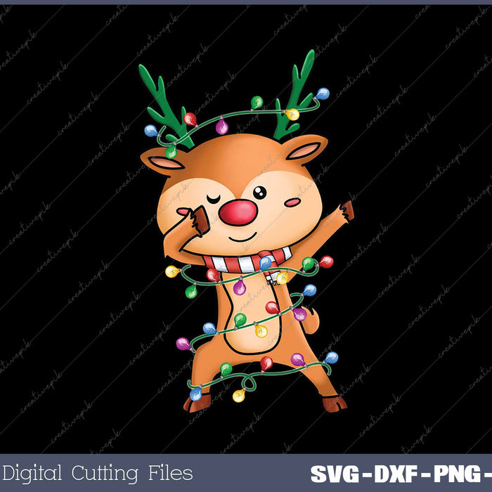 Christmas Reindeer Dabbing Reindeer Santa Xmas Funny SVG PNG Cutting Printable Files