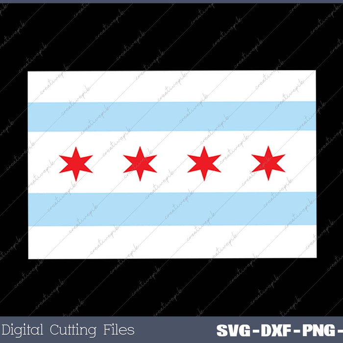 City Of Chicago Illinois Flag Windy City SVG PNG Cutting Printable Files