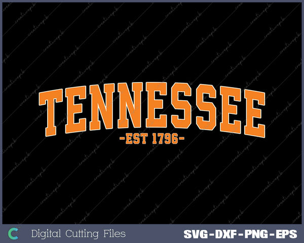 Classic TN Orange Print Retro Varsity Tennessee SVG PNG Printable File