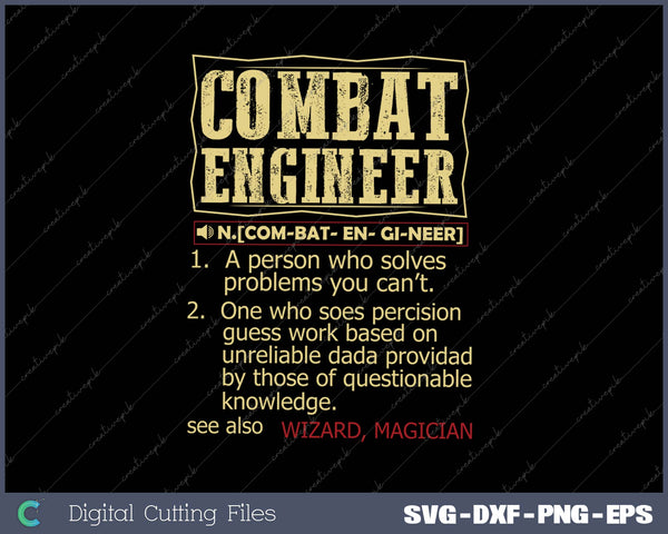 Combat Engineer Dictionary Term SVG PNG Cutting Printable Files