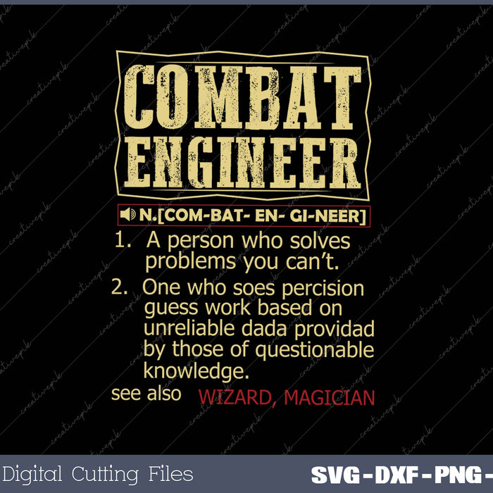 Combat Engineer Dictionary Term SVG PNG Cutting Printable Files