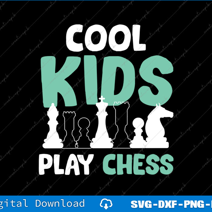 Cool Kids Play Chess Boys SVG PNG Cutting Printable File