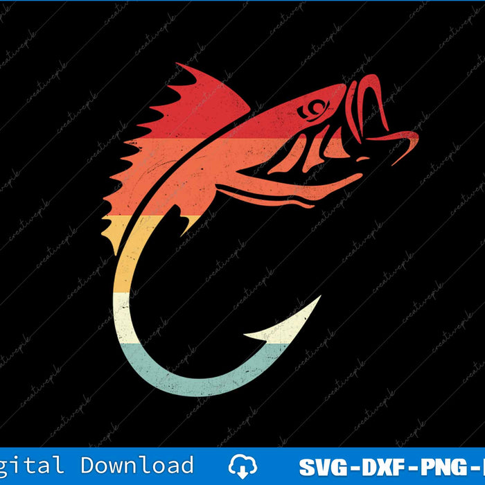 Cool Minimal Fish Hook Art for Fishing Enthusiasts SVG PNG Printable File