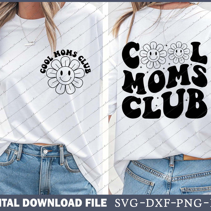 Cool Moms Club Groovy, Cool Moms Club SVG PNG Cutting Printable Bundle Files