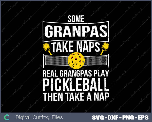 Cool Pickleball Men Grandpa Paddle Sport SVG PNG Cutting Printable Files