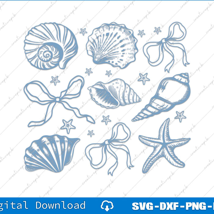 Coquette Seashell Vintage Summer Coquette SVG PNG Printable Files