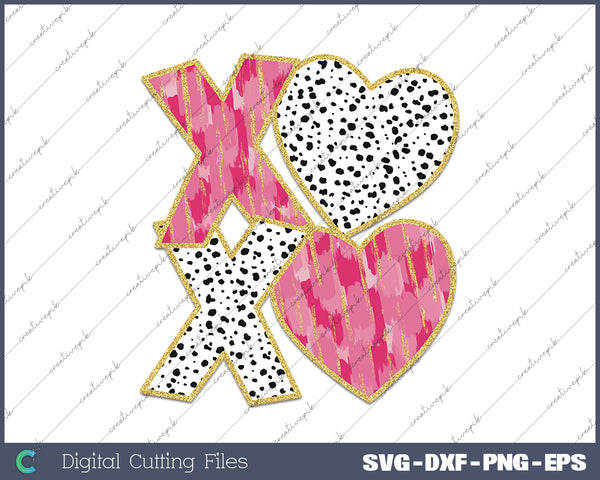 Coquette XOXO Gold Glitter Valentines Day SVG PNG Cutting Printable Files