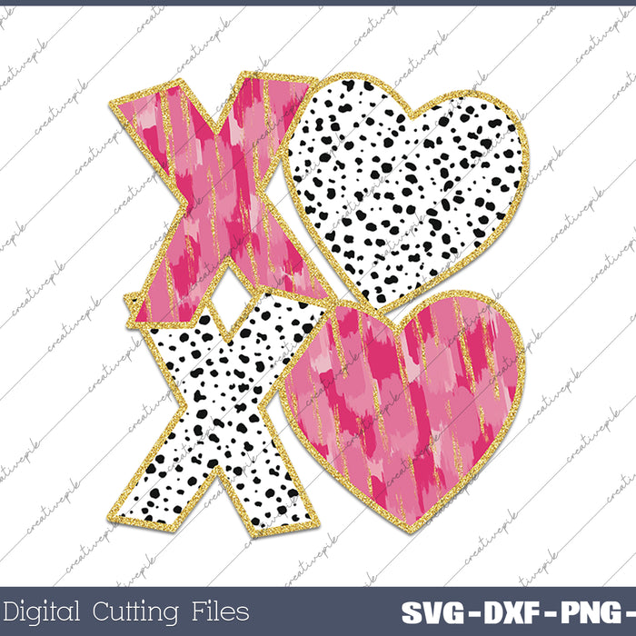 Coquette XOXO Gold Glitter Valentines Day SVG PNG Cutting Printable Files
